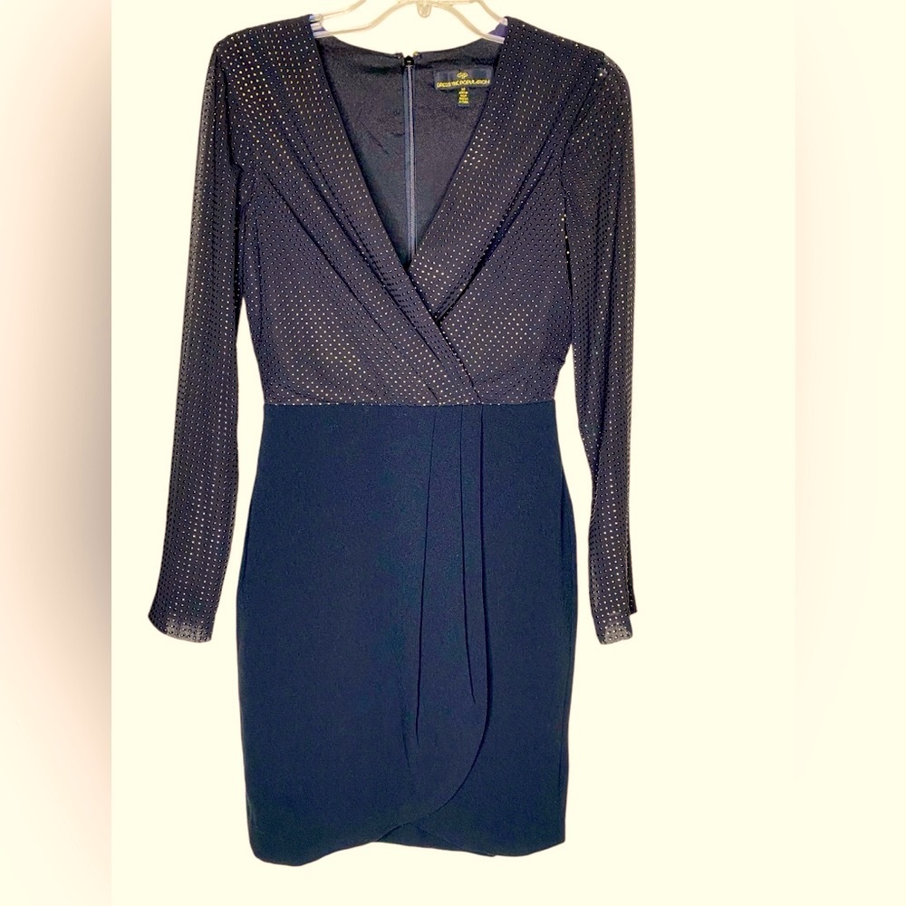 NWOT! DRESS THE POPULATION Anthropologie Chiffon & Crepe Wrap Dress  - Size XS